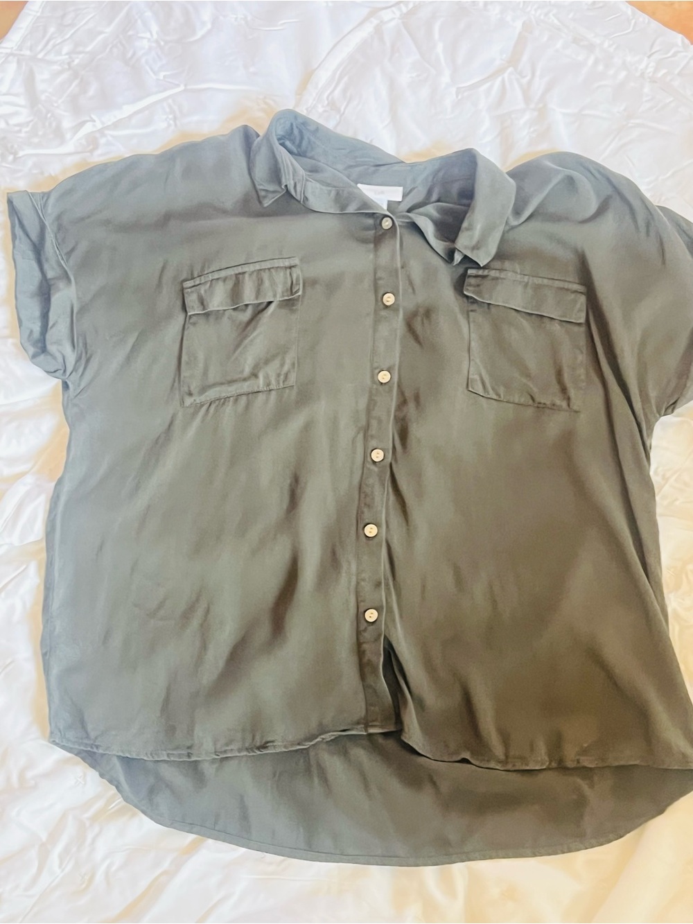 J. Jill Black Silky Button-Down Blouse